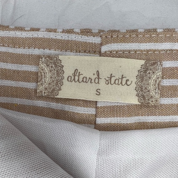 2/$16 Alter’d State S Nude & white striped mini skirt with button front - Picture 5 of 7